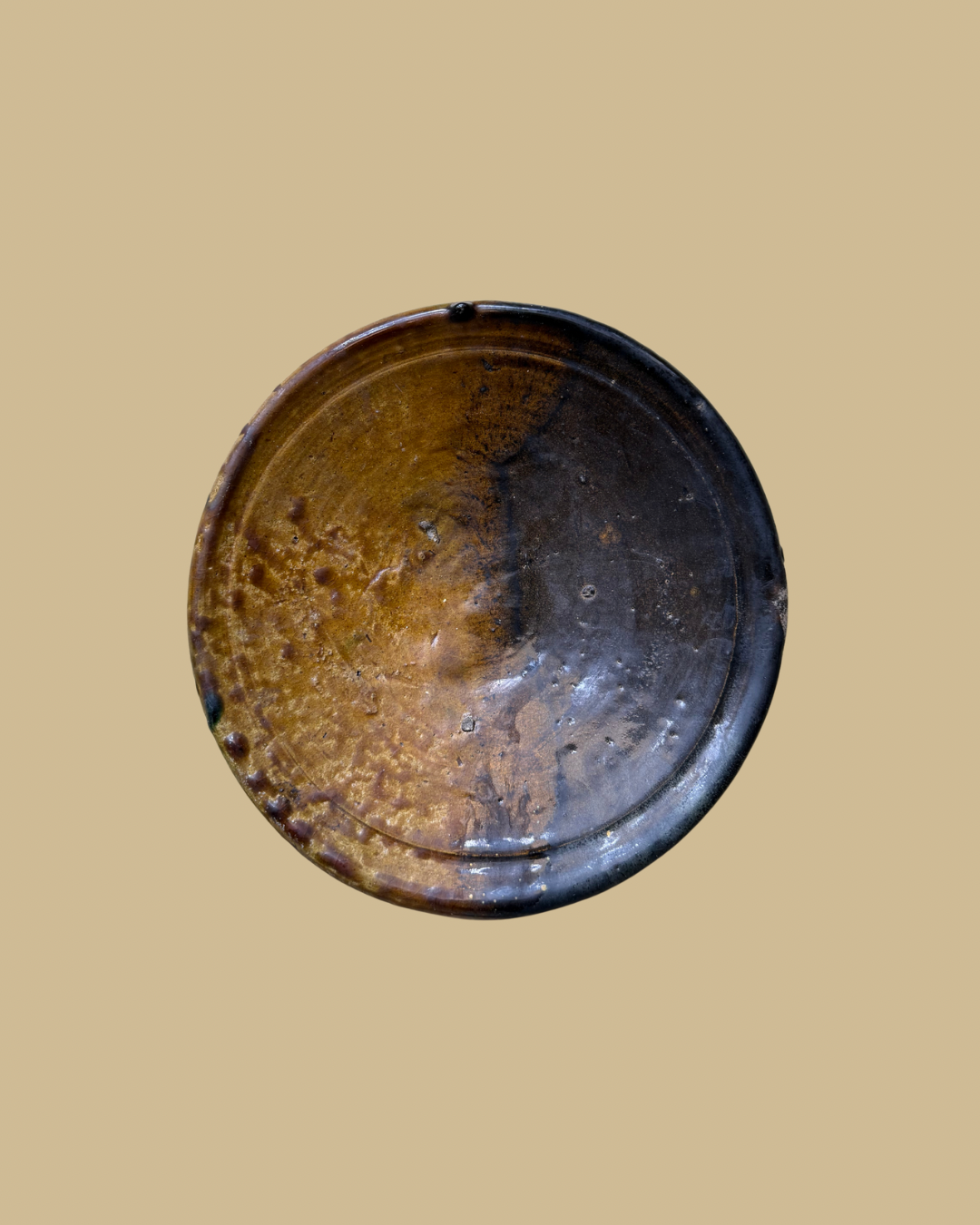 Assiettes émaillées tamegroute bi color ocre/marron 20cm