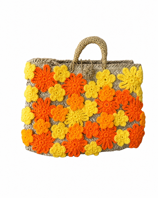 Panier fleuri en doum (Grand format)