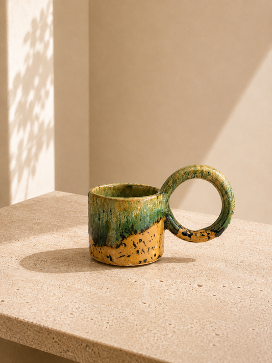 Tasse en céramique émaillée anse XL