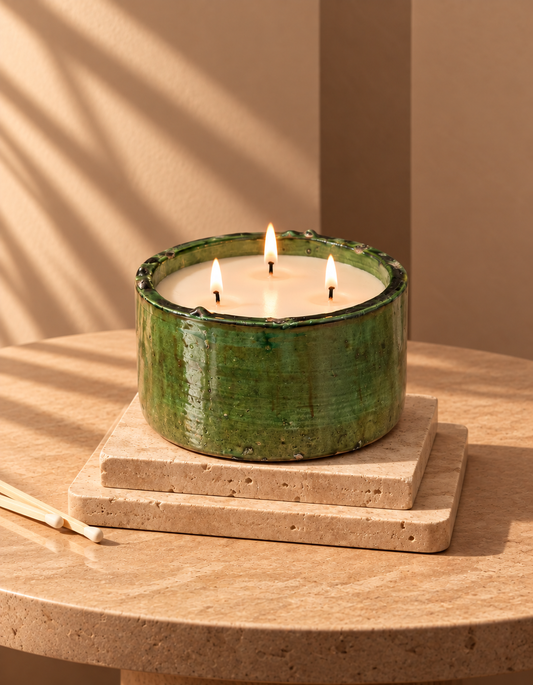 Bougie Tamegroute verte (trois mèches)