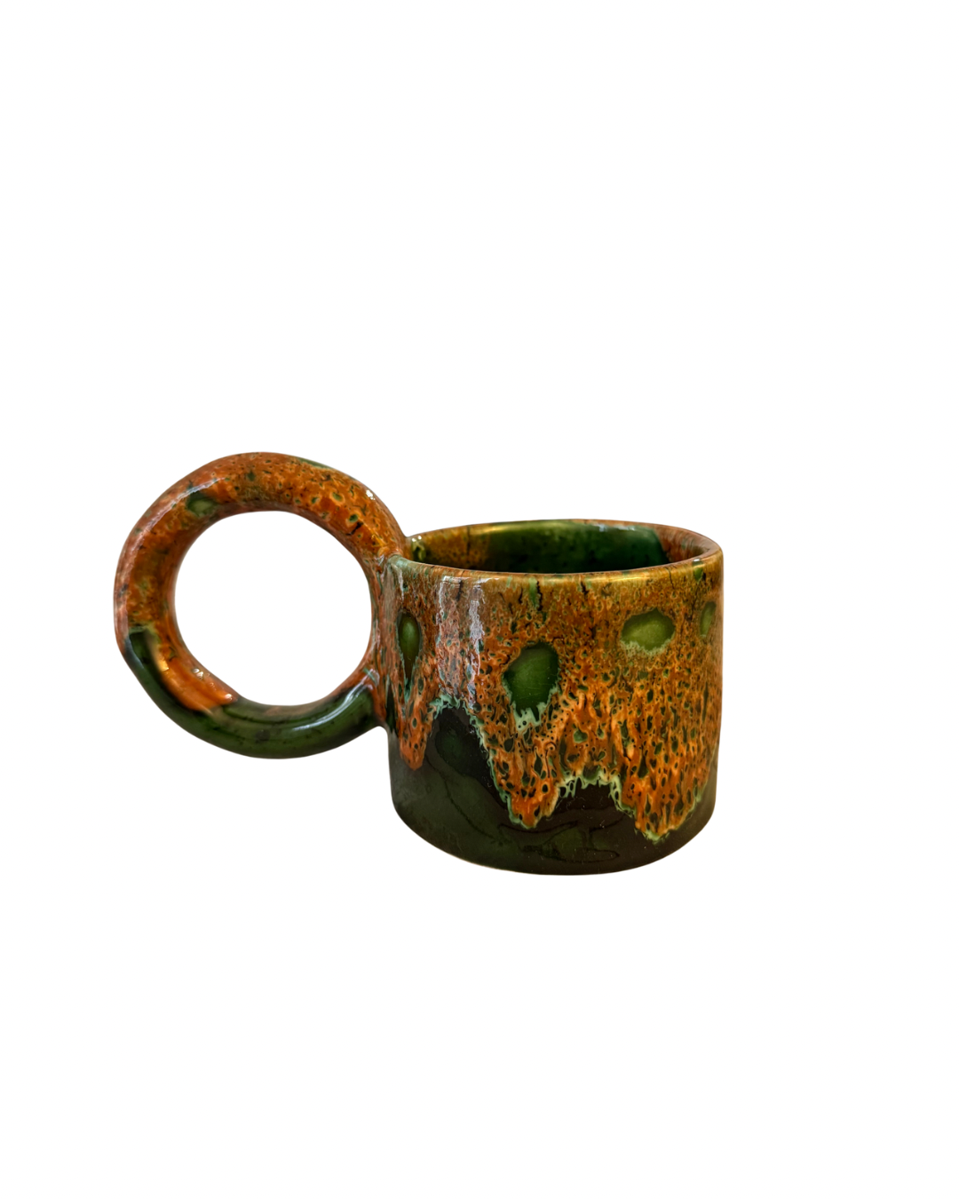 Tasse artisanale en céramique émaillée anse XL