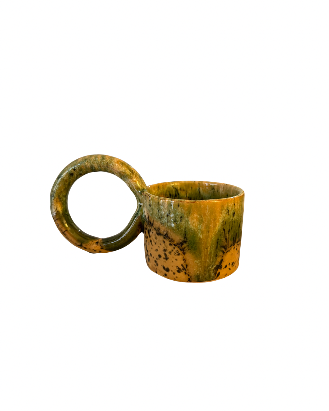 Tasse artisanale en céramique émaillée anse XL