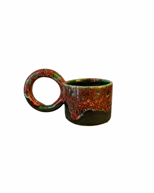 Tasse artisanale en céramique émaillée anse XL