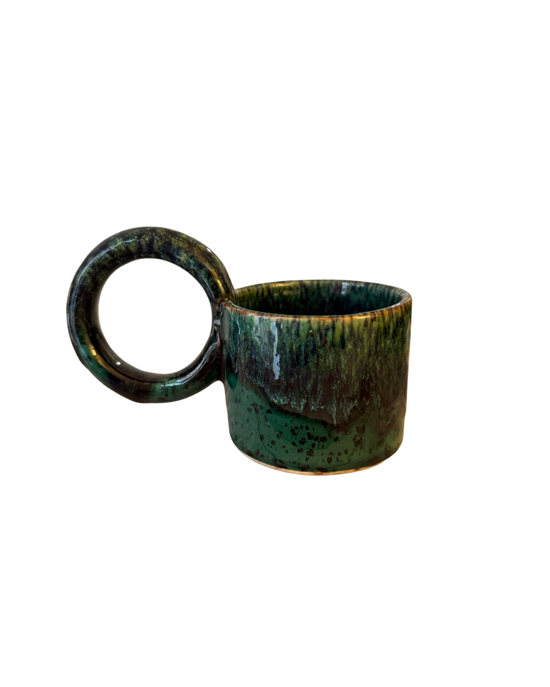 Tasse artisanale en céramique émaillée anse XL