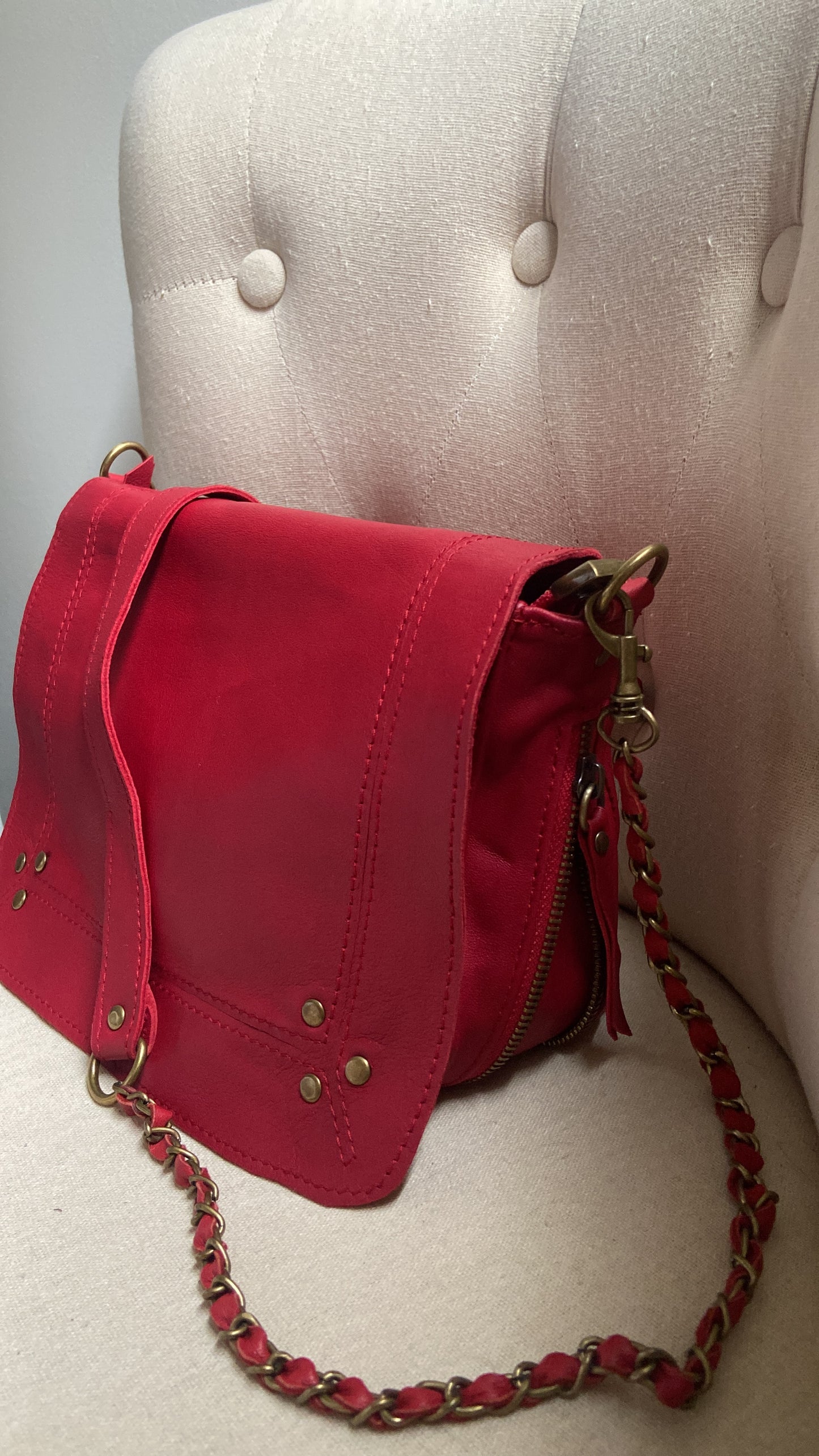 Sac DREY en cuir rouge