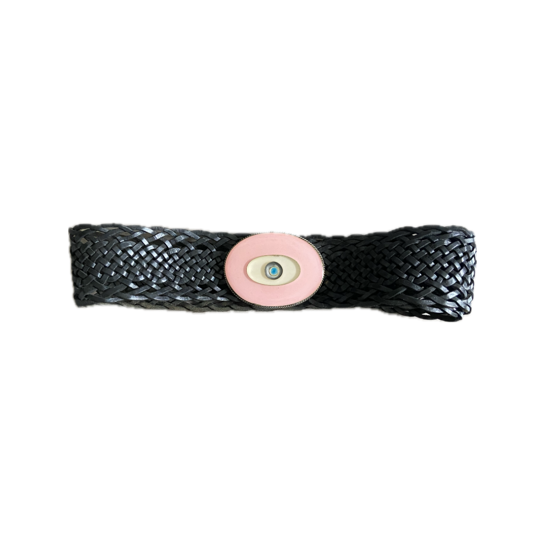 Ceinture en cuir tressé à boucle