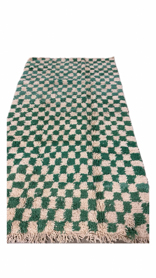 Tapis Berbère Béni Ouarain Damier Vert pastel