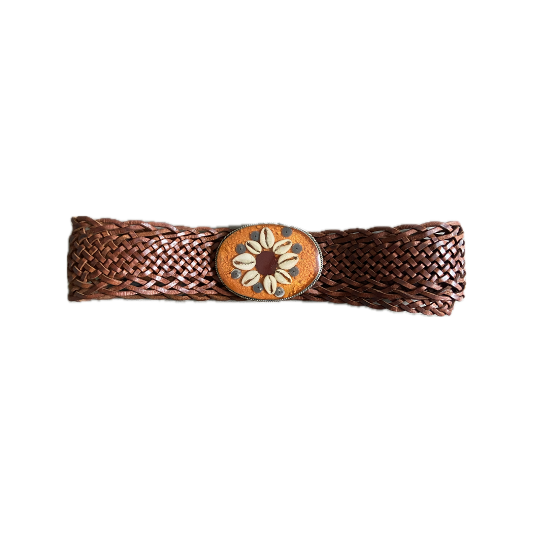 Ceinture en cuir tressé à boucle